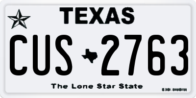 TX license plate CUS2763