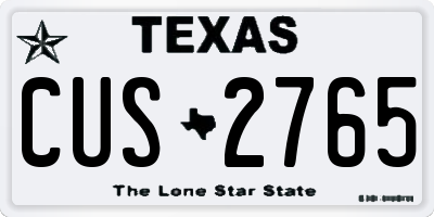 TX license plate CUS2765