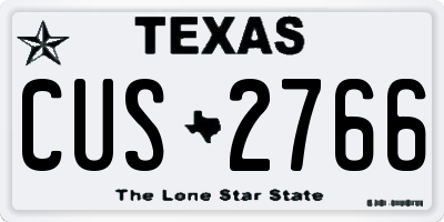 TX license plate CUS2766