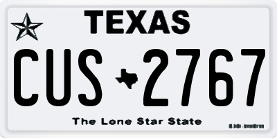TX license plate CUS2767