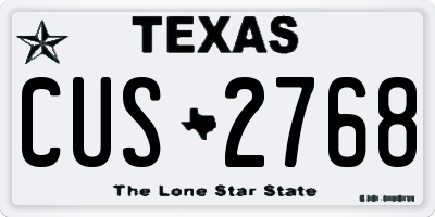 TX license plate CUS2768
