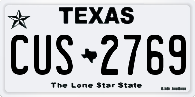 TX license plate CUS2769