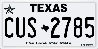 TX license plate CUS2785