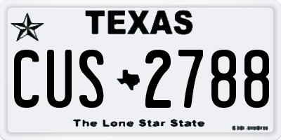 TX license plate CUS2788