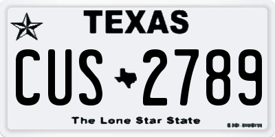 TX license plate CUS2789