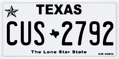 TX license plate CUS2792