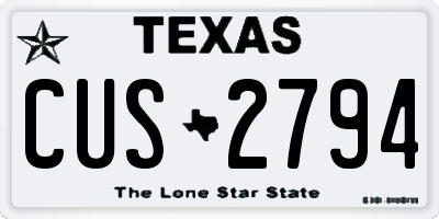 TX license plate CUS2794