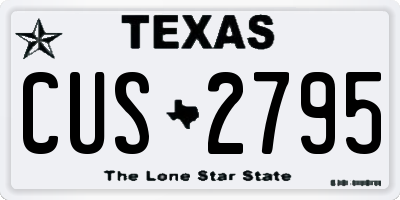 TX license plate CUS2795