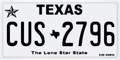 TX license plate CUS2796