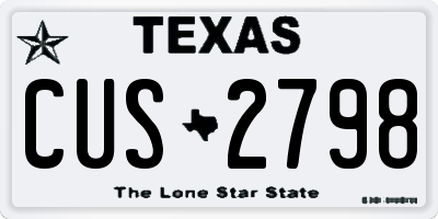 TX license plate CUS2798