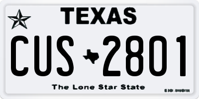TX license plate CUS2801