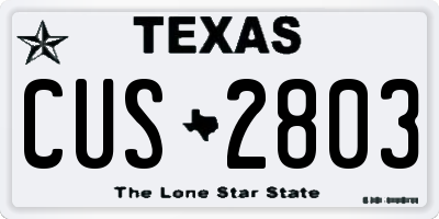 TX license plate CUS2803