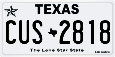 TX license plate CUS2818