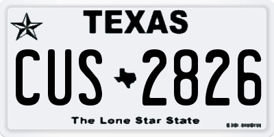 TX license plate CUS2826