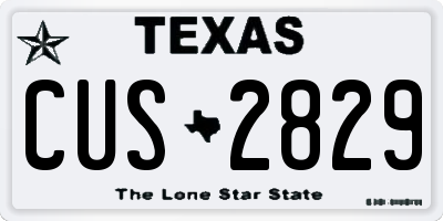 TX license plate CUS2829
