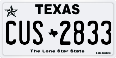 TX license plate CUS2833