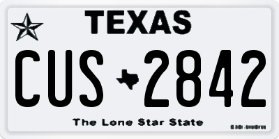 TX license plate CUS2842