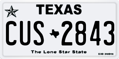 TX license plate CUS2843