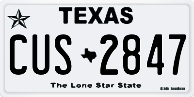 TX license plate CUS2847
