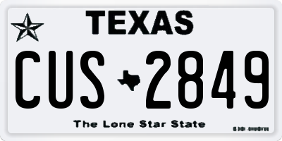TX license plate CUS2849