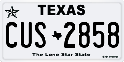 TX license plate CUS2858
