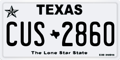 TX license plate CUS2860