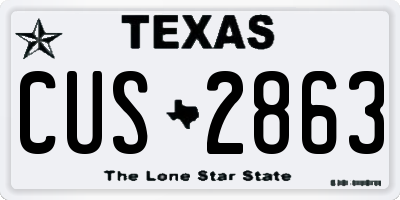 TX license plate CUS2863
