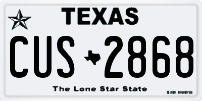 TX license plate CUS2868