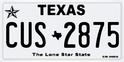 TX license plate CUS2875