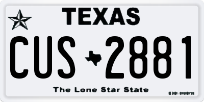 TX license plate CUS2881