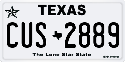 TX license plate CUS2889