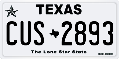 TX license plate CUS2893