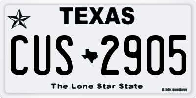 TX license plate CUS2905