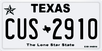 TX license plate CUS2910