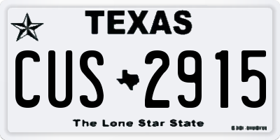 TX license plate CUS2915
