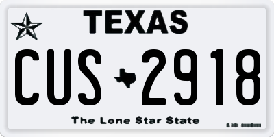 TX license plate CUS2918
