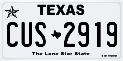 TX license plate CUS2919