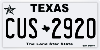 TX license plate CUS2920