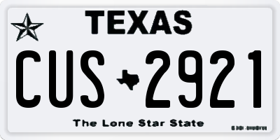 TX license plate CUS2921