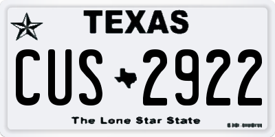 TX license plate CUS2922