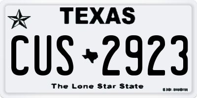 TX license plate CUS2923