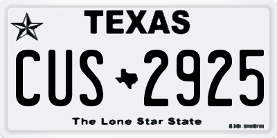TX license plate CUS2925