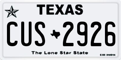 TX license plate CUS2926