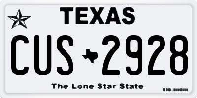 TX license plate CUS2928