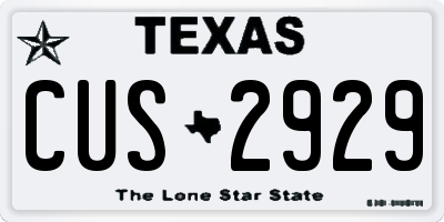 TX license plate CUS2929