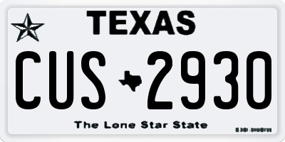 TX license plate CUS2930