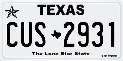 TX license plate CUS2931
