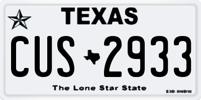 TX license plate CUS2933