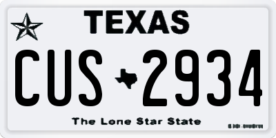 TX license plate CUS2934