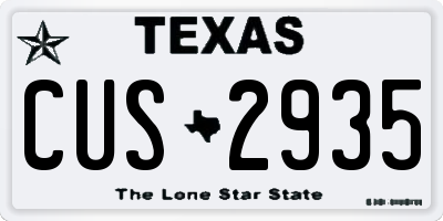 TX license plate CUS2935